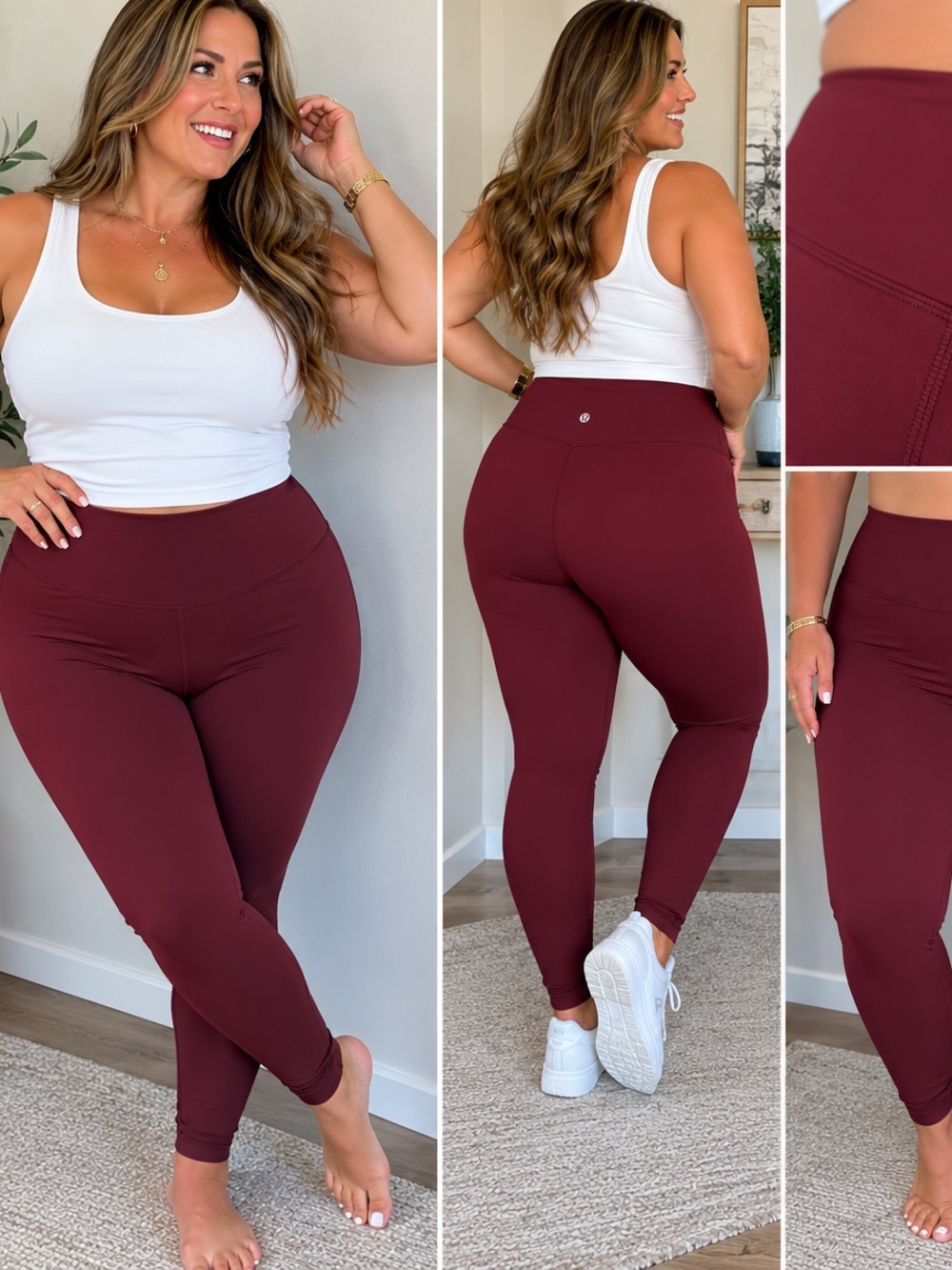 Lululemon High-Waist Burgundy Sculpting Leggings